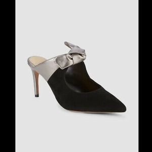 Alexandre Birman Evelyn Suede & Leather Bow Stiletto Mules